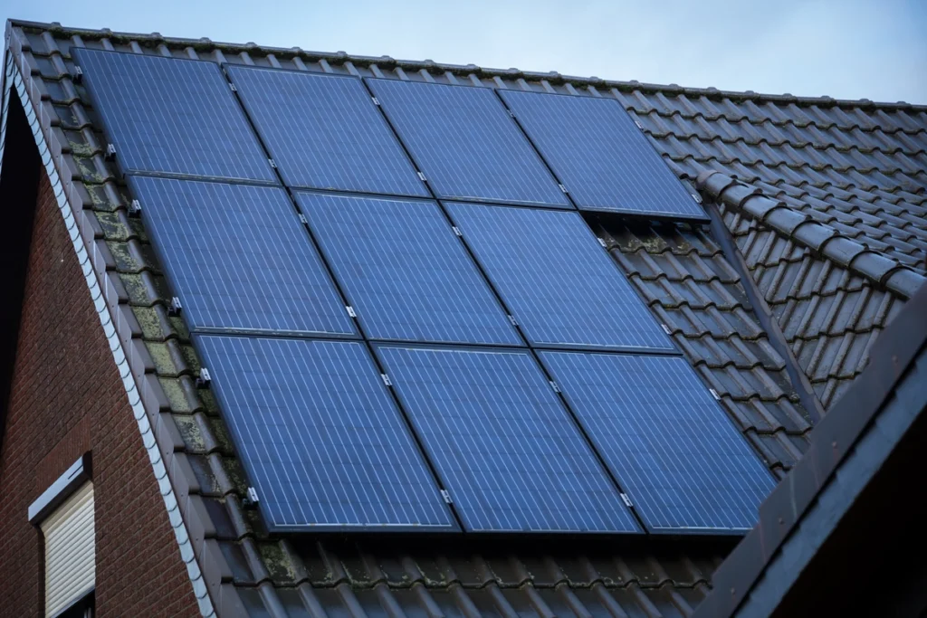 solar panels on a tile roof