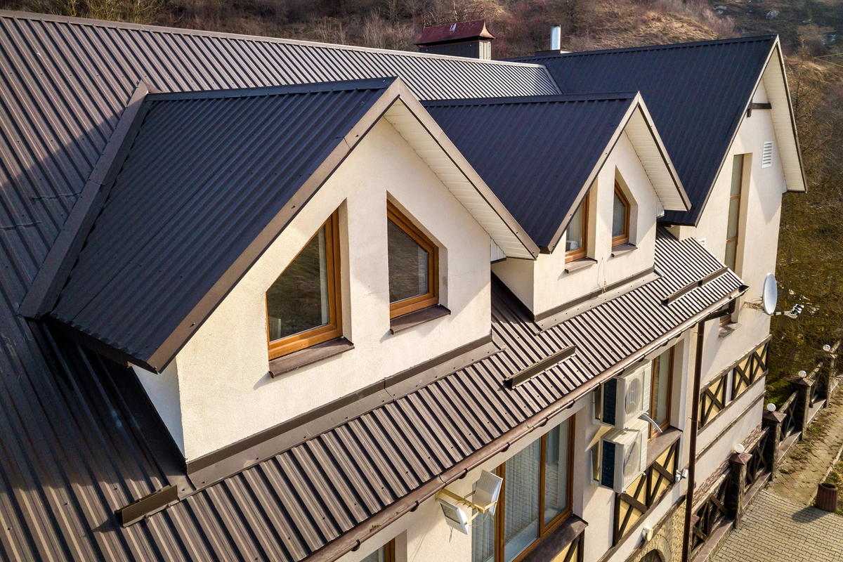 a black metal roof