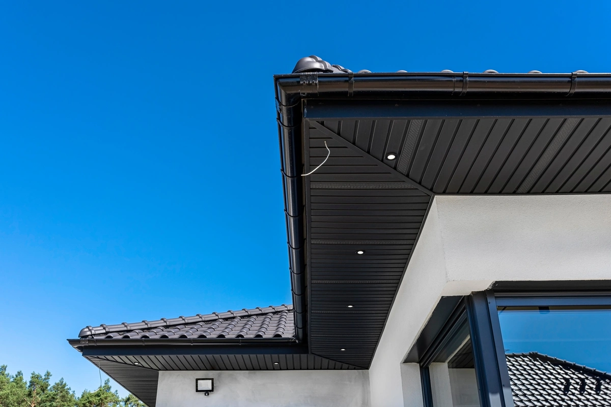 black roof eaves
