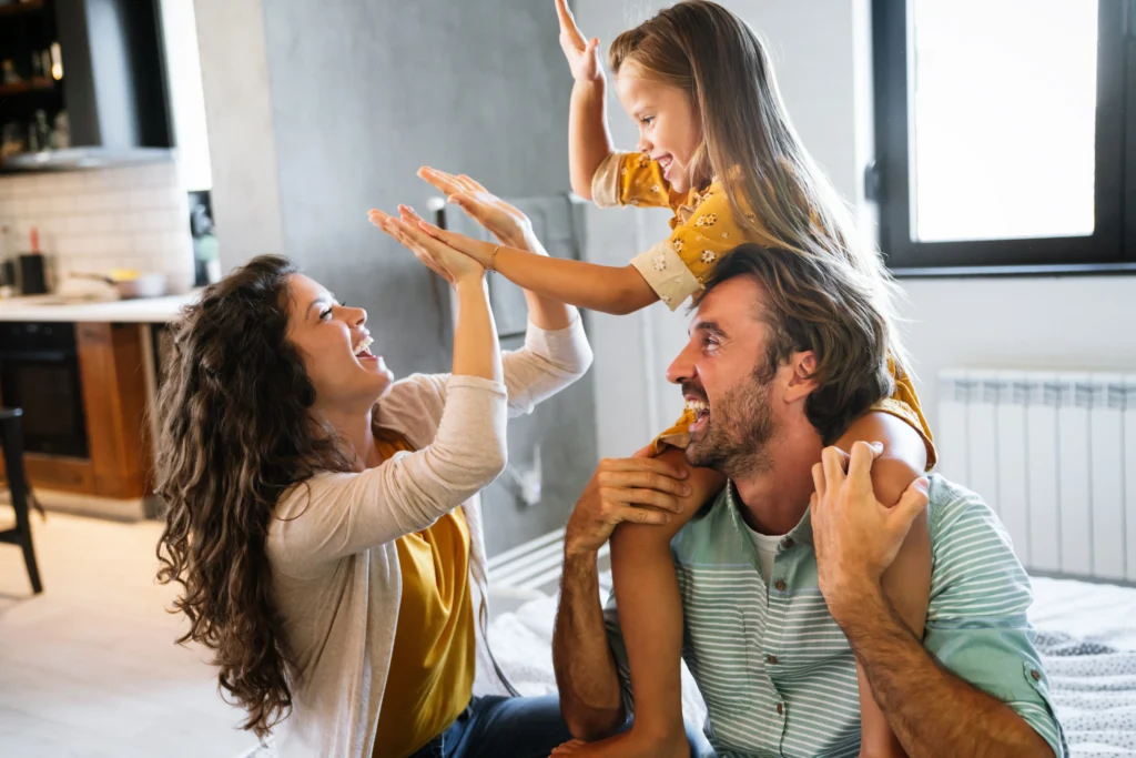 family of three spending time together