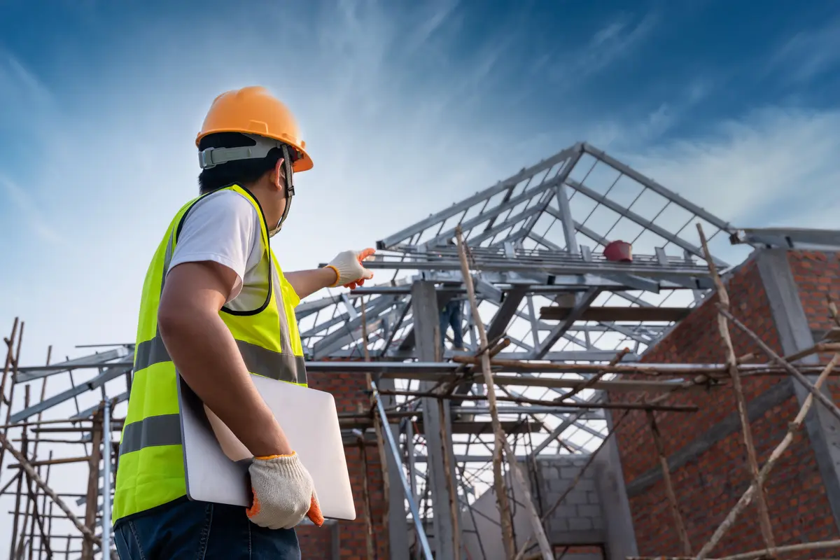 pointing at roof construction