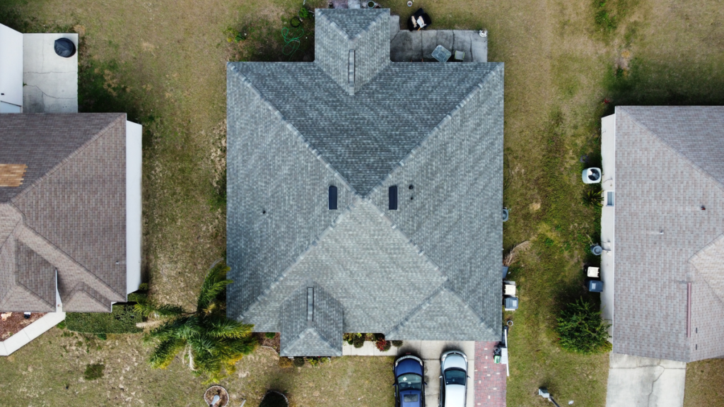 aerial drone view of a roof in Thonotosassa, FL
