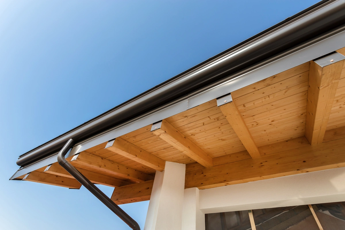 wooden roof overhang