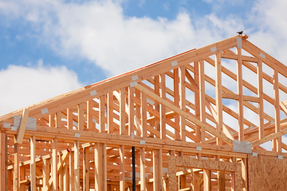 Roof truss framework residential house
