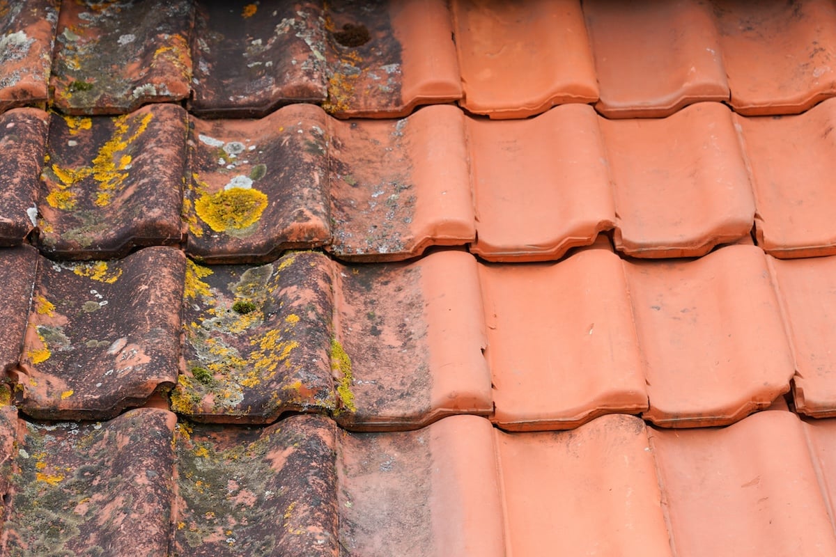 clean vs dirty tile roof