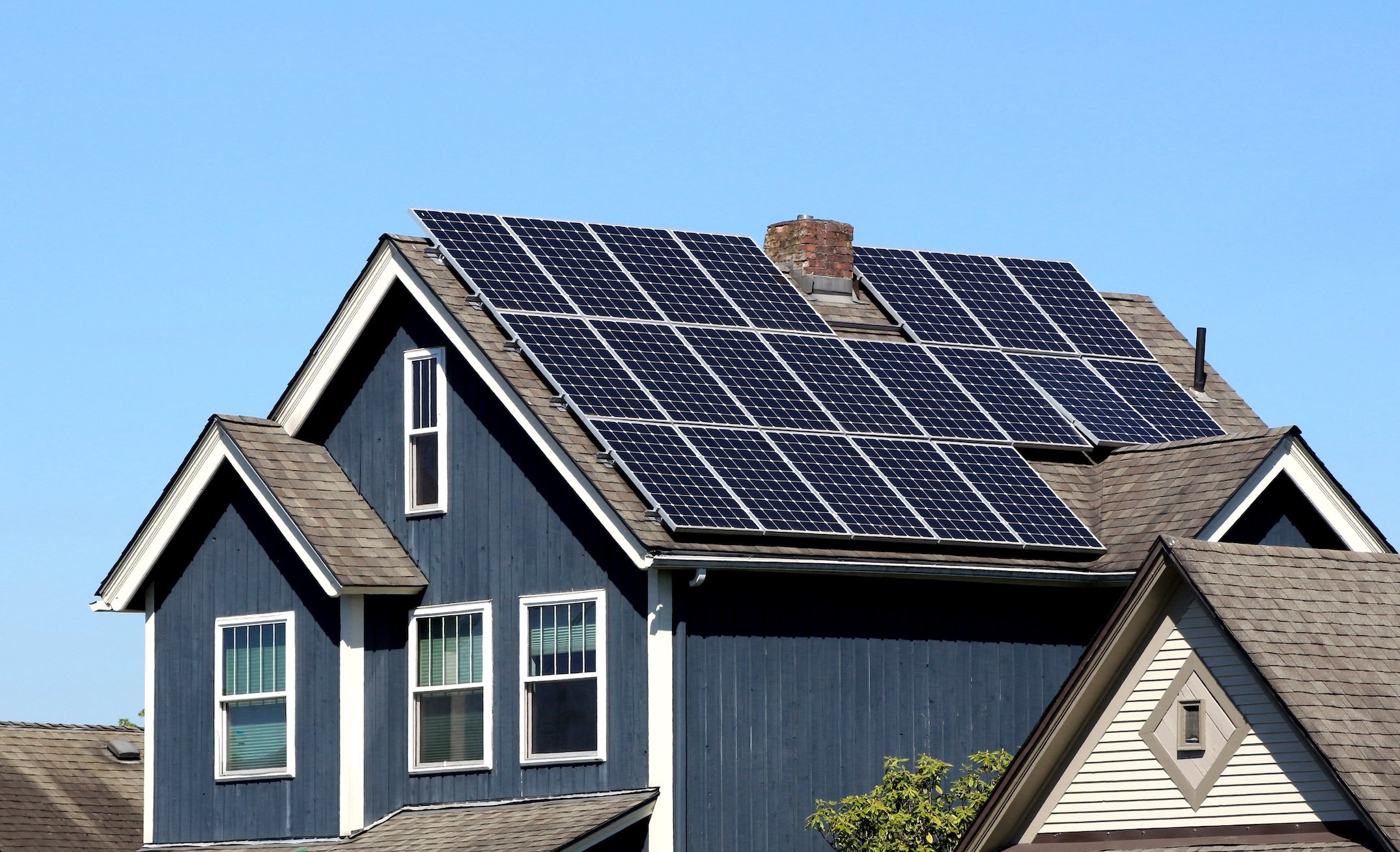 Solar panels on the roof of a home