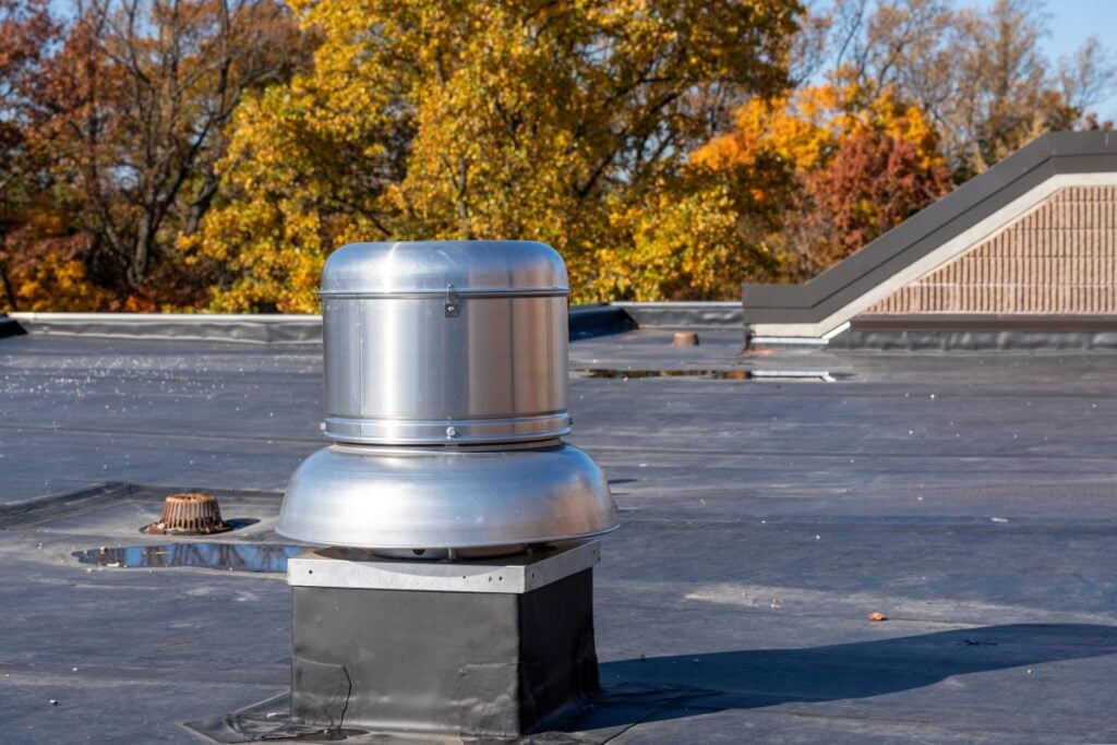 epdm roof sealant large commercial building roof exhaust ventilation fan